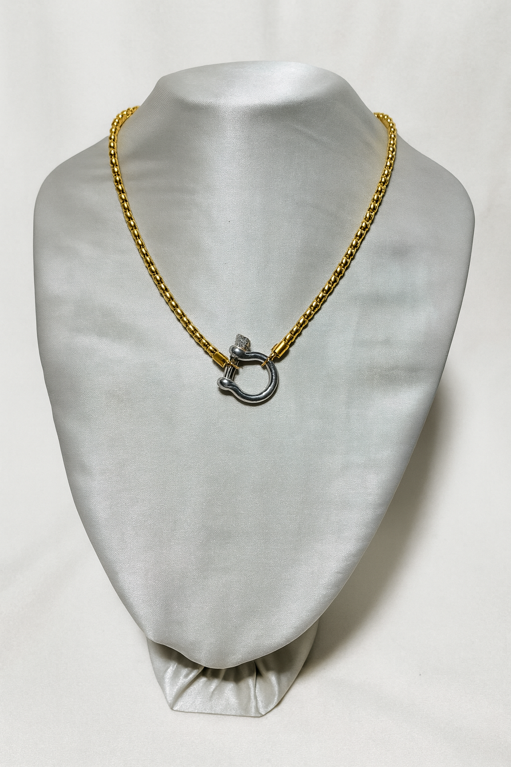 True link steel & gold necklace