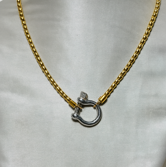 True link steel & gold necklace